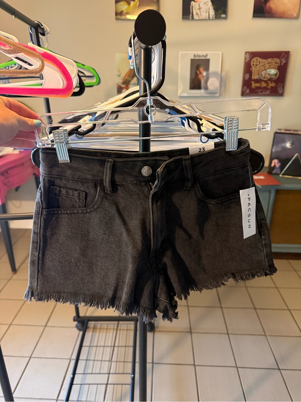PacSun Black Frayed Hem Denim Shorts
